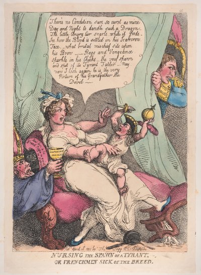 Nursing the Spawn of a Tyrann, 14 april 1811., 14 april 1811. av Thomas Rowlandson