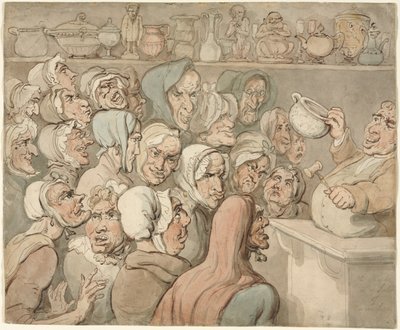 Gamla pigor på en rea av kuriosa av Thomas Rowlandson