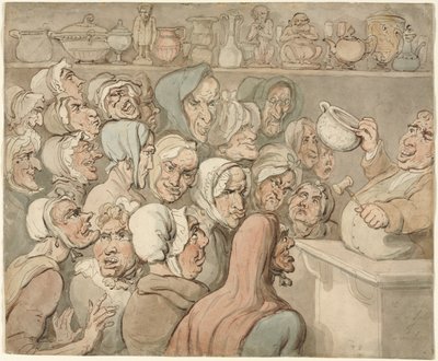 Gamla pigor på en rea av kuriosa. av Thomas Rowlandson