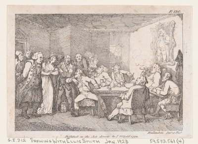 Parson Adams & Fanny undersöktes som de skyldiga inför landet Justice, från The Adventures..., 1792. av Thomas Rowlandson