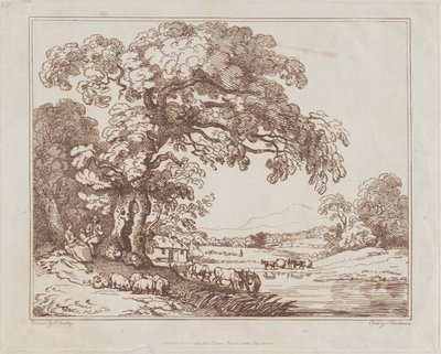 Pastoral flodscen, 1789, 1789. av Thomas Rowlandson