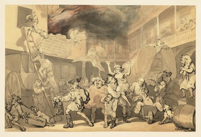 Peregrine räddar Emilia från branden på värdshuset av Thomas Rowlandson