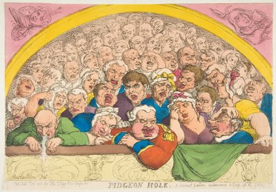 Pigeon Hole. A Convent Garden Contrivance to Cope up the Gods, 20 februari 1811. av Thomas Rowlandson