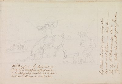 Förberedande skiss till ”Dr Syntax skissar sjön” av Thomas Rowlandson