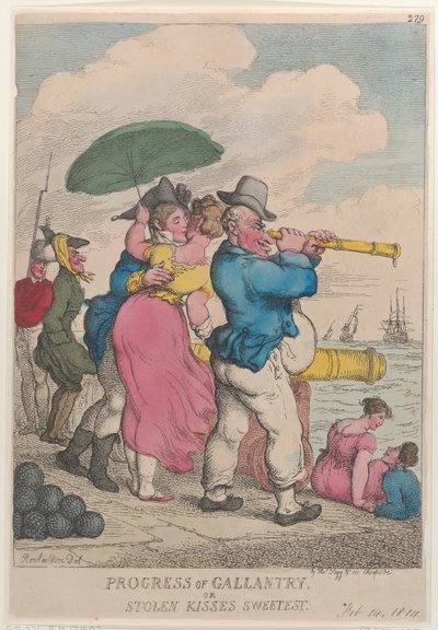 Progress of Gallantry or Stolen Kisses Sweetest, 14 februari 1814., 14 februari 1814. av Thomas Rowlandson