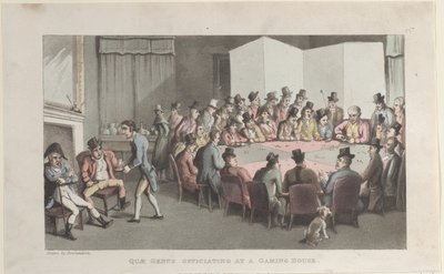Quae Genus Officiating at a Gaming House, från The History of Johnny Quae Gen..., 1 november 1821. av Thomas Rowlandson