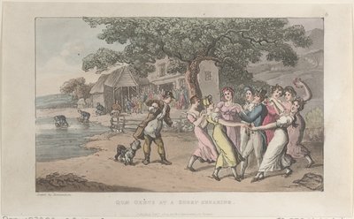 Quae Genus vid en fårklippning, från The History of Johnny Quae Genus, The Li..., 1 februari 1822. av Thomas Rowlandson
