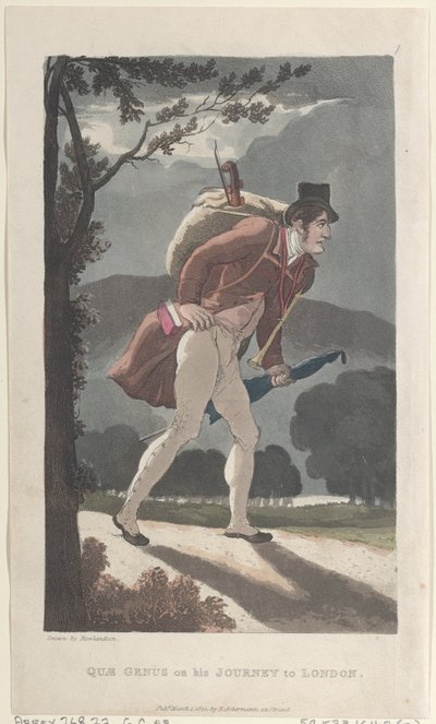 Quae Genus on His Journey to London, från The History of Johnny Quae Genus, The ..., 1 mars 1822. av Thomas Rowlandson