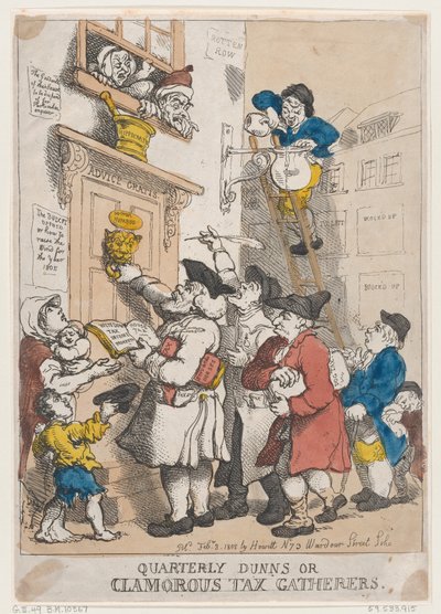 Quarterly Dunns, eller Clamorous Tax Gatherers, 3 februari 1805., 3 februari 1805. av Thomas Rowlandson