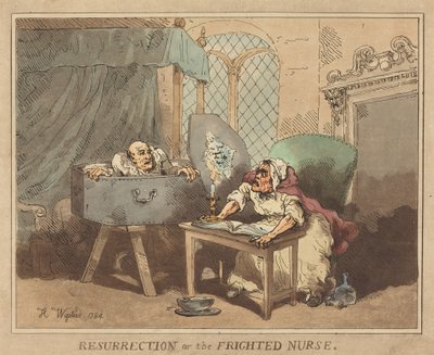 Uppståndelsen, eller Den förskräckta barnsköterskan av Thomas Rowlandson