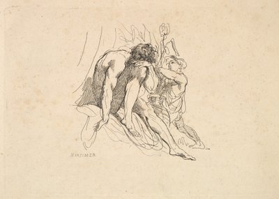 Flodguden med barn, 1784-88. av Thomas Rowlandson