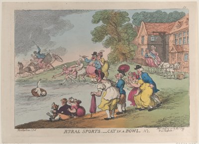 Landsbygdsidrott: Cat in a Bowl, 24 april 1811, 24 april 1811. av Thomas Rowlandson