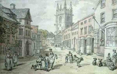 Saint Austell, Cornwall (penna och akvarell på papper) av Thomas Rowlandson