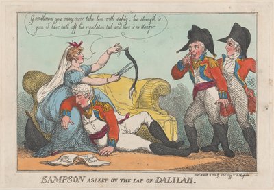 Sampson sover i Dalilahs knä, 19 mars 1809, 19 mars 1809. av Thomas Rowlandson