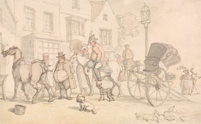 Scen utanför Half-Moon Inn av Thomas Rowlandson