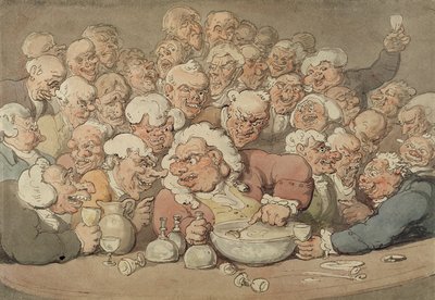 Servering Punch, ca 1815-20 (penna & bläck och akvarell över penna på papper) av Thomas Rowlandson