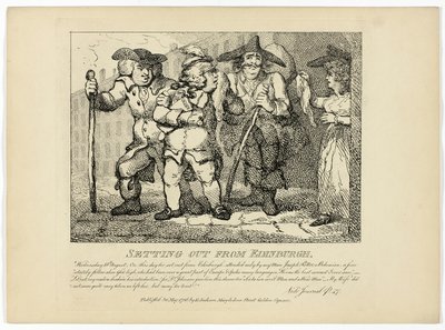 Utfärd från Edinburgh, från Boswells rundresa på Hebriderna av Thomas Rowlandson