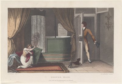 Shower Bath, från Poetical Sketches of Scarborough, 1813., 1813. av Thomas Rowlandson