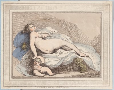 Sovande Venus och kärlek, 1799., 1799. av Thomas Rowlandson