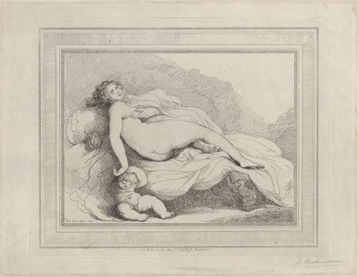 Sovande Venus och kärlek, 1799., 1799. av Thomas Rowlandson