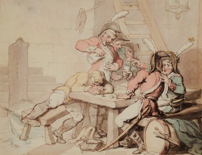 Soldater som tjatar i en källare av Thomas Rowlandson