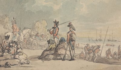 Soldater går ombord av Thomas Rowlandson