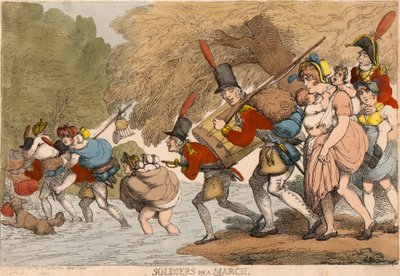 Soldater på en mars: "Att packa ihop sina trasor och följa trumman" av Thomas Rowlandson