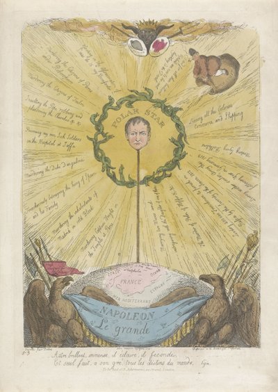 Karikatyr där Napoleon framställs som polstjärnan, 1813 av Thomas Rowlandson
