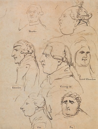 Studier av George III och statsmän av Thomas Rowlandson