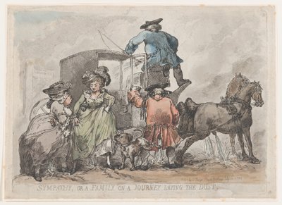 Sympathy, or A Family On A Journey Laying The Dust, 12 juli 1784, 12 juli 1784. av Thomas Rowlandson