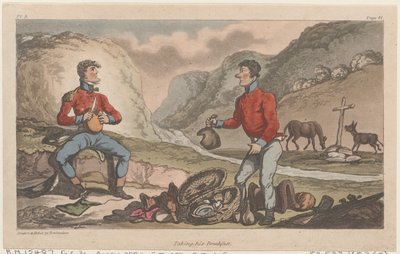 Tar hans frukost, från The Military Adventures of Johnny Newcome, 1815., 1815. av Thomas Rowlandson