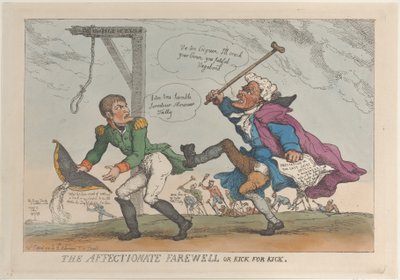 Det kärleksfulla farväl, eller Kick for Kick, 17 april 1814., 17 april 1814. av Thomas Rowlandson