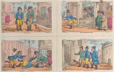 Fogdens jakt: At Fault, The Second Escape, Double and Squat, och The Seizure, 1809., 1809. av Thomas Rowlandson