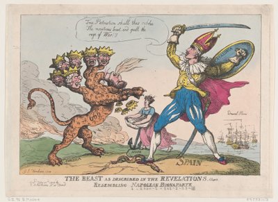 Odjuret som beskrivs i Uppenbarelserna, kapitel. 13, Liknar Napoleon Buonaparte..., 22 juli 1808. av Thomas Rowlandson