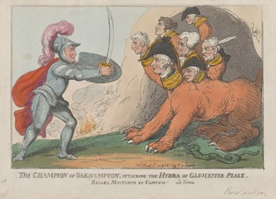 The Champion of Oakhampton, Attacking the Hydra of Gloucester Place, 15 mars 1809., 15 mars 1809 av Thomas Rowlandson