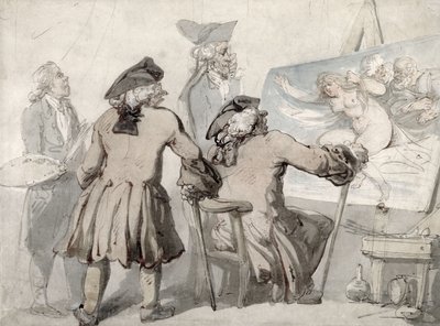 The Connoisseurs, ca 1790 (penna, bläck och akvarell över grafit på monterat vävt papper) av Thomas Rowlandson