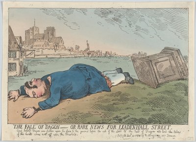 The Fall of Dagon - Eller sällsynta nyheter för Leadenhall Street, 4 januari 1784, 4 januari 1784. av Thomas Rowlandson