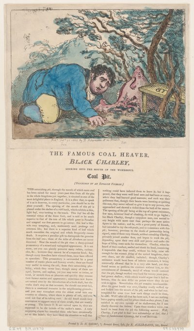 The Famous Coal Heaver Black Charley Looking into the Mouth of the Wonderful ..., 25 februari 1805. av Thomas Rowlandson