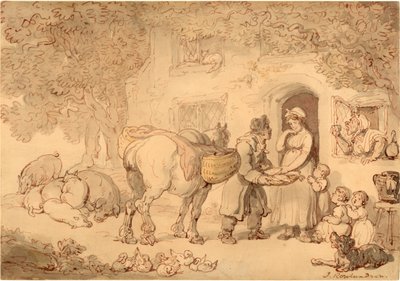 The Fishseller, ca 1775-1800 (Akvarell och bläck) av Thomas Rowlandson