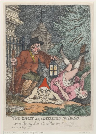 The Ghost of My Departed Husband, or Wither my Love ah vissna är du borta, april..., 1 april 1808. av Thomas Rowlandson