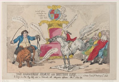 Hannoveranhästen och det brittiska lejonet, 31 mars 1784, 31 mars 1784. av Thomas Rowlandson