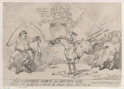 Hannoveranhästen och det brittiska lejonet, 31 mars 1784, 31 mars 1784. av Thomas Rowlandson