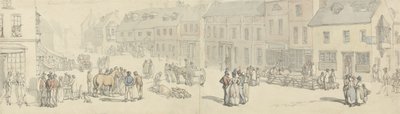 The High Street on Market day, Newport, Isle of Wight, ca 1797-1800 (penna & bläck & wc på papper) av Thomas Rowlandson