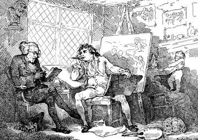 Historikern animerar en ung målares sinne, 1784. av Thomas Rowlandson