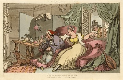 The Honeymoon, från The English Dance of Death, pub. 1816 (handfärgad gravyr) av Thomas Rowlandson