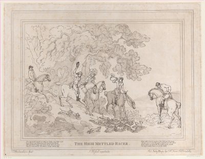 Jägaren från The Life of a Racehorse, eller The High-Mettled Racer, 20 juli 1789., 20 juli 1789 av Thomas Rowlandson