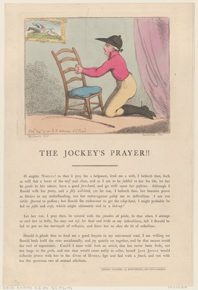 Jockeys bön!!, 10 augusti 1801., 10 augusti 1801. av Thomas Rowlandson