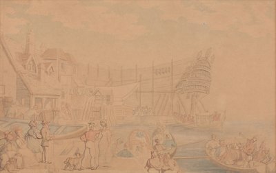 Sjösättningen av ett fartyg av Thomas Rowlandson