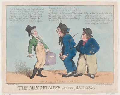 The Man Milliner and the Sailors, 4 mars 1802, 4 mars 1802. av Thomas Rowlandson