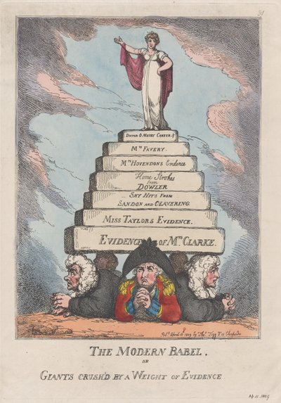 Det moderna Babel, eller jättar krossade av bevis, 11 april 1809, 11 april 1809. av Thomas Rowlandson